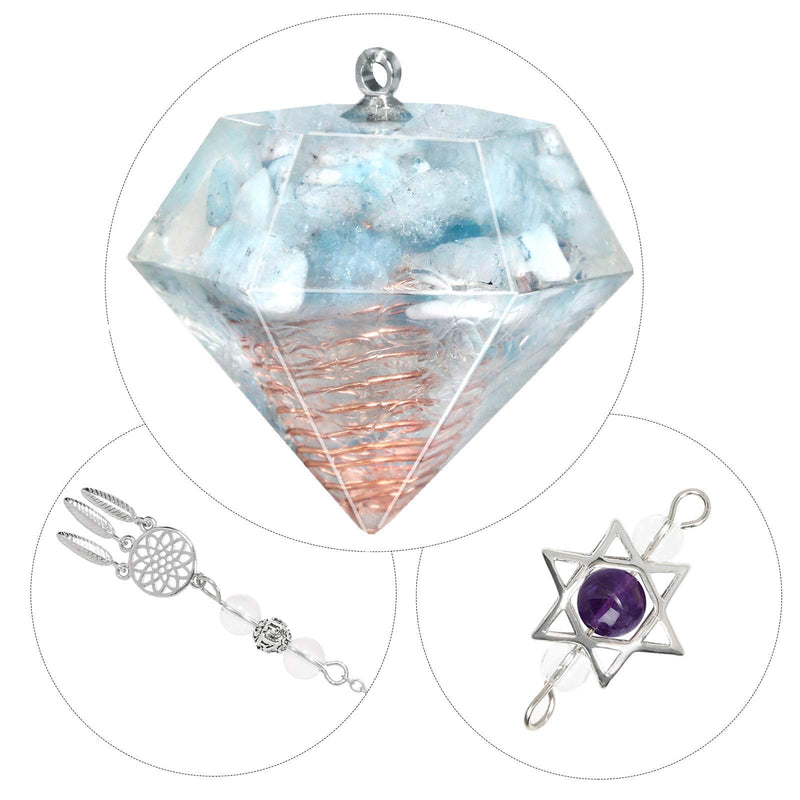[Australia] - mookaitedecor Aquamarine Resin Crystal Point Gemstone Reiki Healing Pendulums for Dowsing Scrying Divination Meditation, Merkaba Star Dreamcatcher 