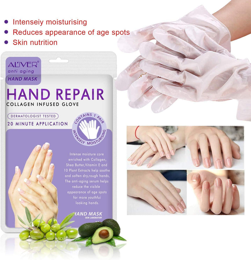 [Australia] - 4 Pack Hands Moisturizing Gloves, Hand Spa Mask Infused Collagen, Serum + Vitamins + Natural Plant Extracts for Dry, Cracked Hands, Moisturizer Hands Mask, Repair Rough Skin for Women&Men 