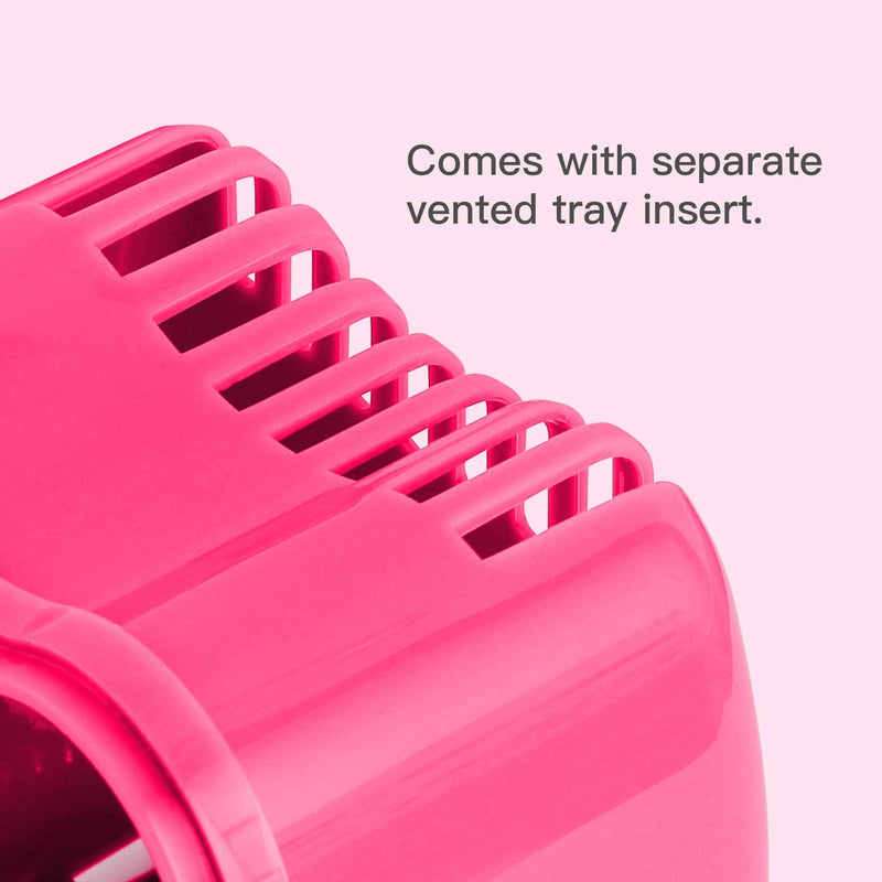 [Australia] - Annhua Dental Retainer Case with Flushable Basket，Denture Boxes Denture Storage Container for Soaking and Cleaning Dentures, Home & Travel Use（Pink) Pink 