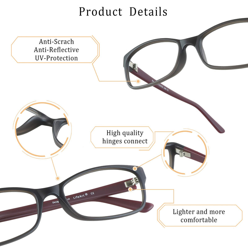 [Australia] - LifeArt Blue Light Blocking Glasses, Anti Eyestrain Newyork_matte Grey 0.0 x 