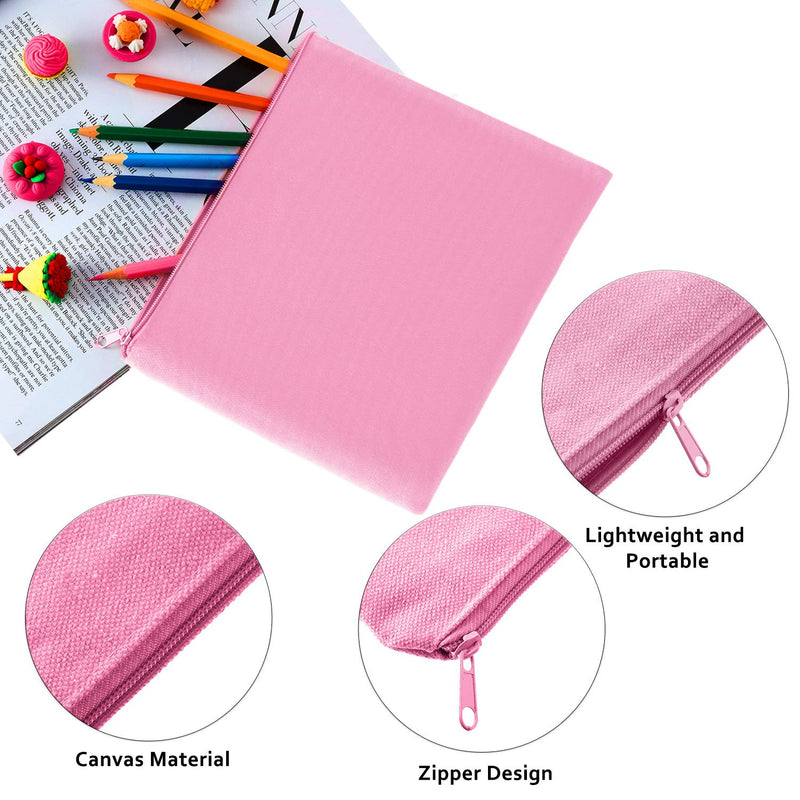 [Australia] - 16 Pack Multi-Purpose Cosmetics Bag with Zipper Canvas Makeup Pouches Travel Toiletry Bag Pen Pencil Bag Blank DIY Craft Bag (L, Beige and Pink) Large (Pack of 16) 