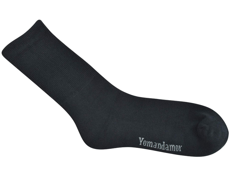 [Australia] - Yomandamor Men's 4 Pairs Cotton Seamless Diabetic Crew Socks with Non-binding Top 10-13 4 Pairs Black 