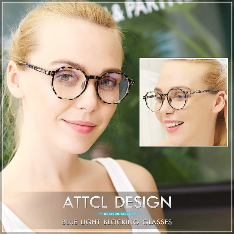 [Australia] - ATTCL Unisex Blue Light Blocking Glasses Women Men Non-Prescription Computer Gaming Glasses Black+leopard 