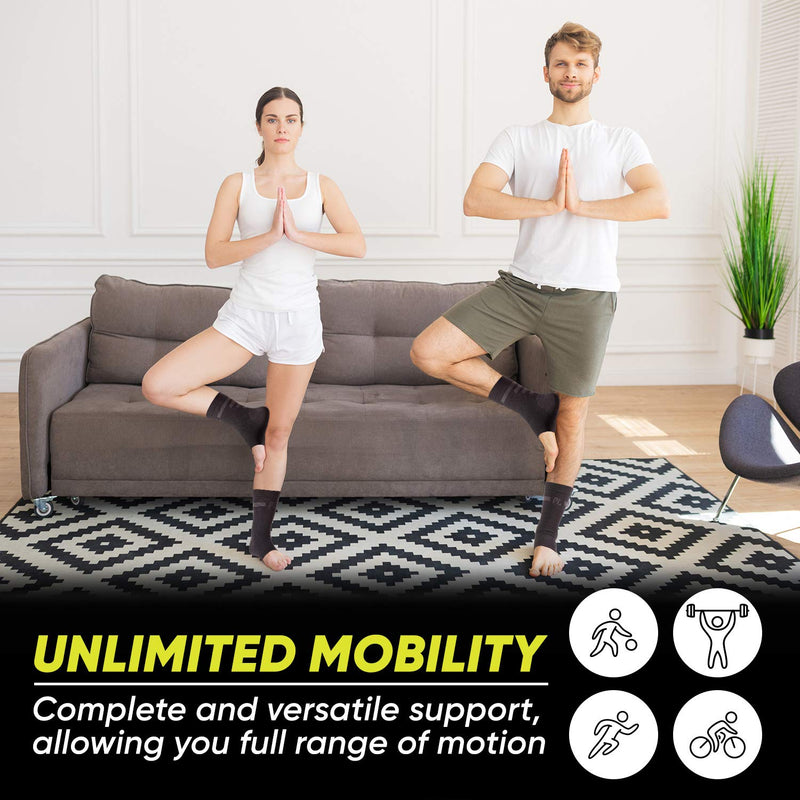 [Australia] - Powerlix Ankle Brace Compression Support Sleeve (Pair) for Injury Recovery, Joint Pain and More. Achilles Tendon Support, Plantar Fasciitis Foot Socks with Arch Support, Eases Swelling (Black-2, Medium) Medium (1 Pair) BlueBlack 