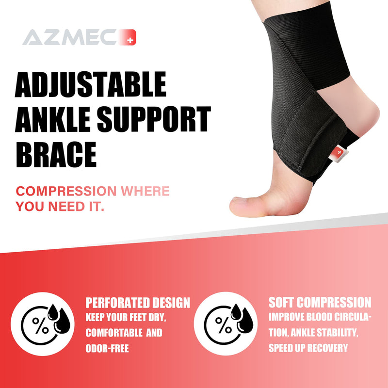[Australia] - AZMEC Ankle Brace for Sprained Ankle – Adjustable Ankle Wrap for Sprains, Strains, Inflammation, Swelling, Pain, Ankle Braces for Women and Men - (Medium) Medium 