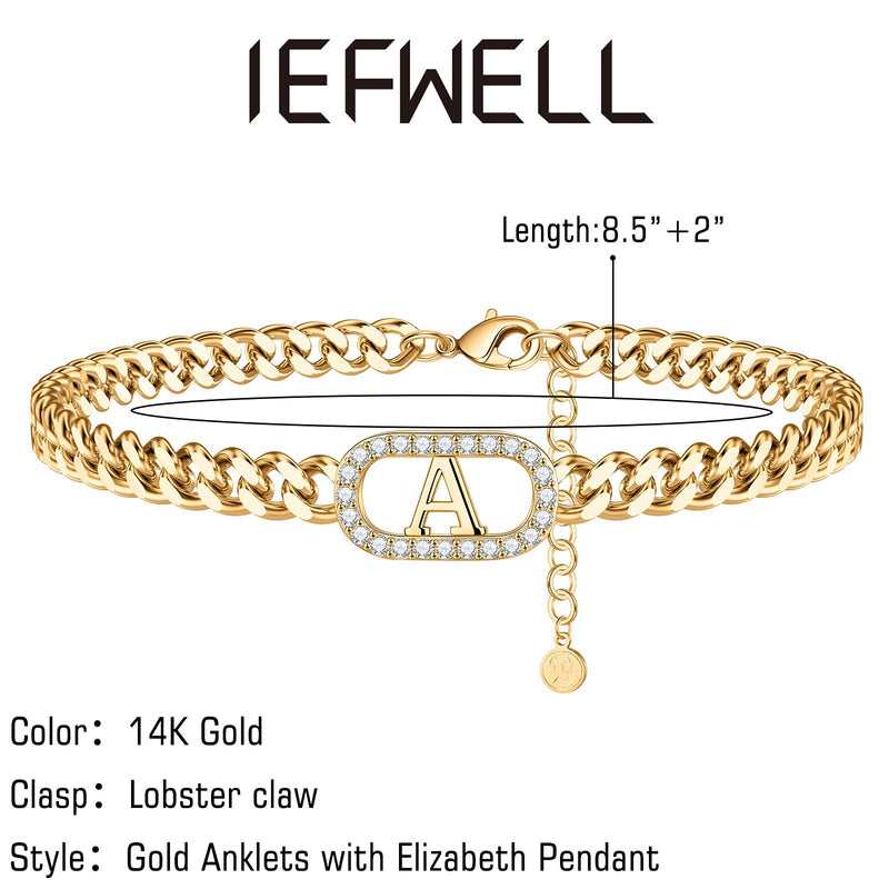 [Australia] - IEFWELL Gold Initial Ankle Bracelets for Women, 14K Gold Filled Gold Anklets for Women Handmade Gold Ankle Bracelets for Women Ankle Bracelets Gold Jewelry A 