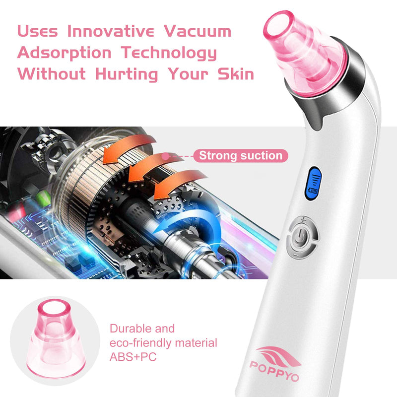 [Australia] - Blackhead Remover Vacuum, POPPYO Blackhead Pore Vacuum, Electric Facial Blackhead & Blemish Removers Cleaner, Blackhead Vacuum for Women（Pink) Pink 