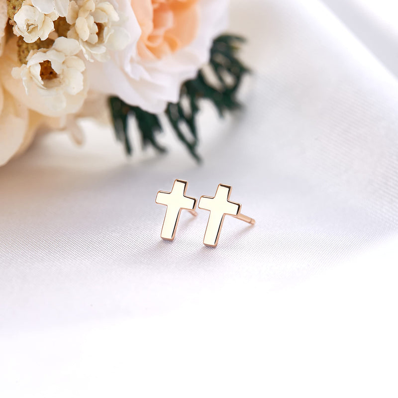 [Australia] - Sterling Silver Stud: 925 Small Infinity Cross Cute Hypoallergenic Stud Earrings Jewelry for Women Girls Teen Kids Gold Cross 