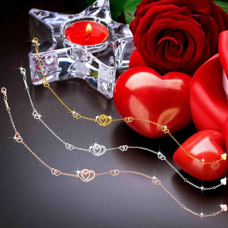 [Australia] - DESIMTION Heart Love Anklets for Women Sterling Silver,Large Bracelet Summer Anniversary Birthday Jewelry Gift for Wife Girlfriend Daughter A- Sterling Silver Heart Anklet 