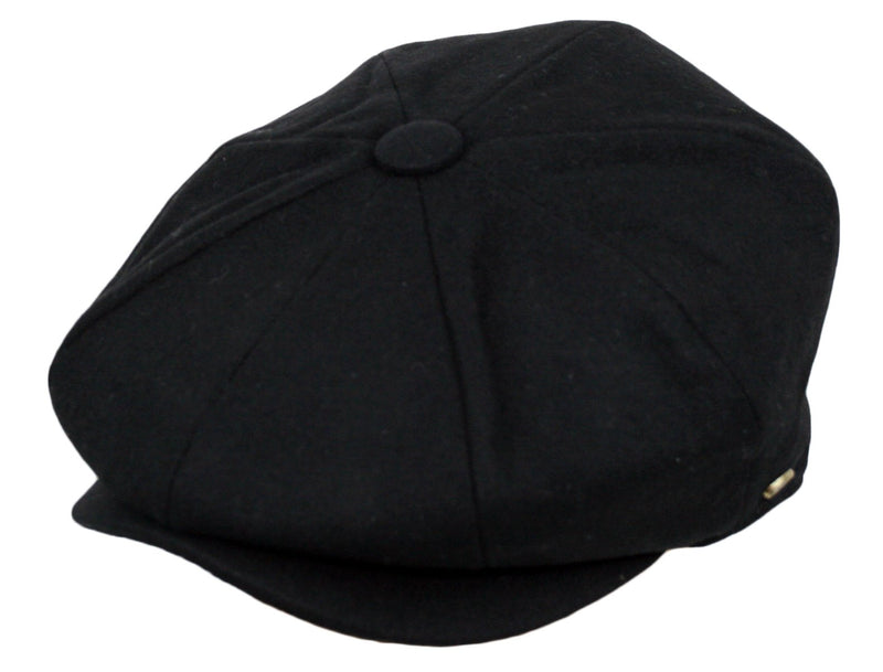 [Australia] - Epoch Men's Classic 8 Panel Wool Blend newsboy Snap Brim Collection Hat Black X-Large 