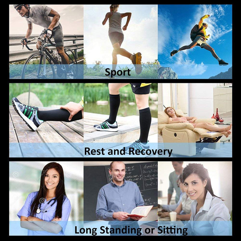 [Australia] - Copper Compression Socks, Open-Toe 20-30mmHg Graduated Compression Stockings for Men Women 01 Black Large-X-Large 