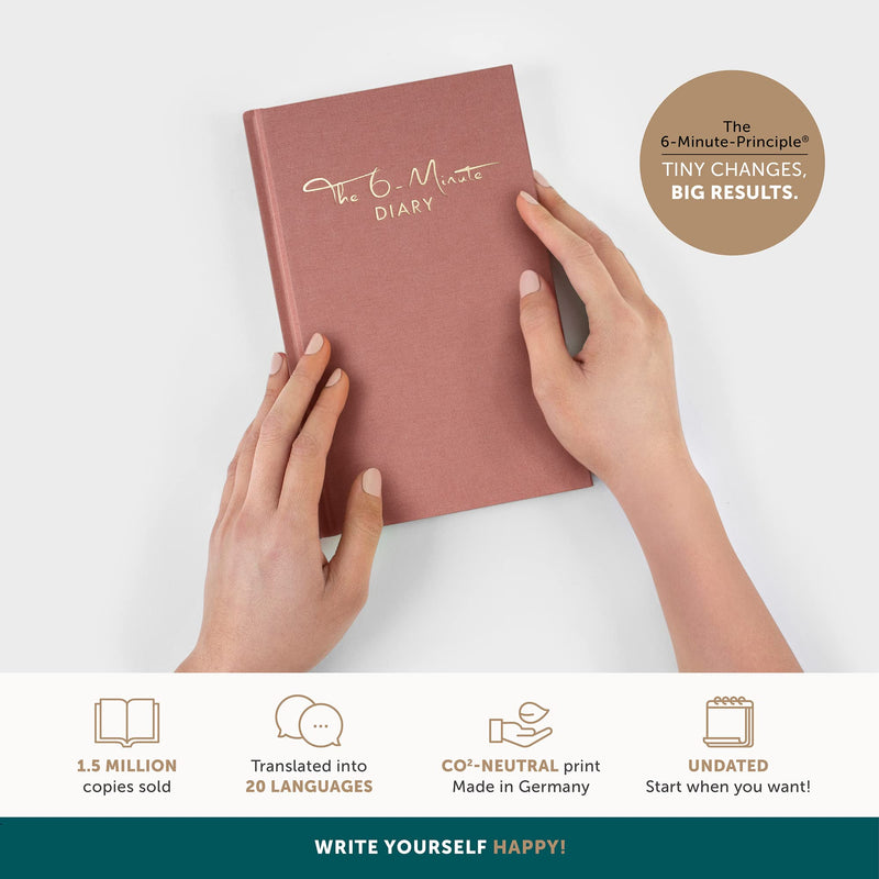 [Australia] - The 6-Minute Diary (The Original) | Gratitude Journal for Men & Women | Manifestation Journal | Daily Wellness Journal for More Mindfulness Antique Pink English 