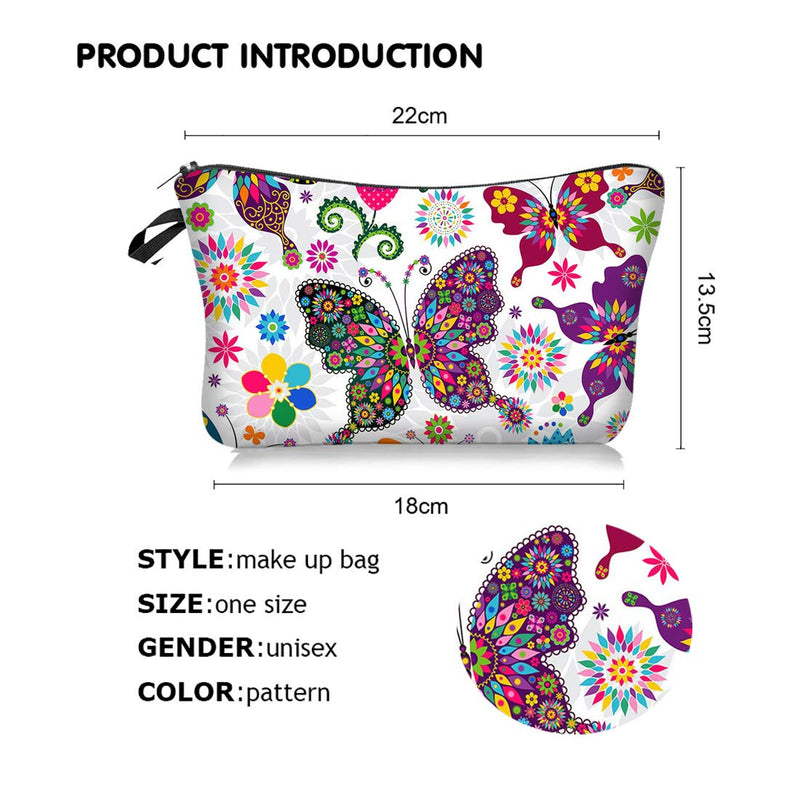 [Australia] - Butterfly Makeup bag Double-sided Printed Waterproof Travel Cosmetic Bag Zipper Pouch Small Toiletry Organizer, Roomy Butterfly Pencil Case for Girls Gifts Bag butterfly white 