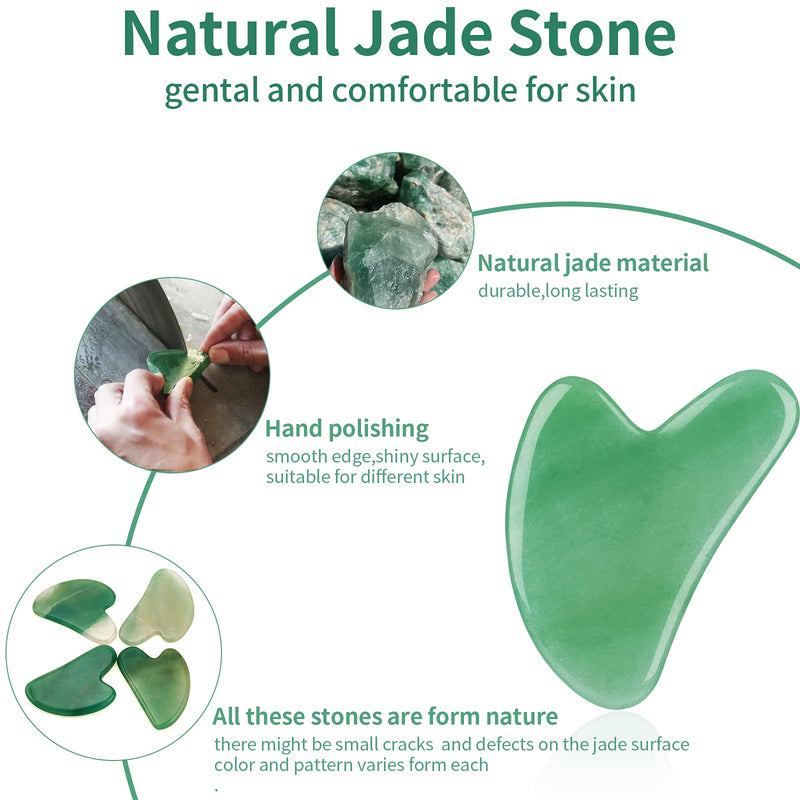 [Australia] - Jade Gua Sha Stones, TOOVREN Gua Sha Facial Tool for Face Massage Gua Sha Board Face Stone Gua Sha Jade Stone Gua Sha Scraping Massage Tool for Beauty & Personal Care Green 