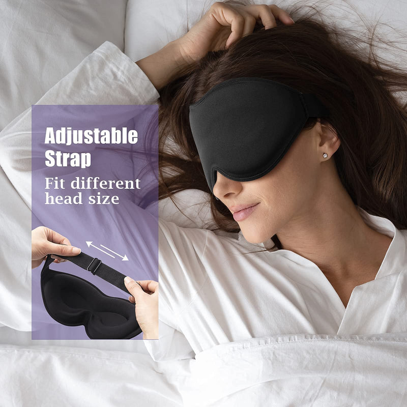 [Australia] - onaEz Sleep Mask, Super Soft Comfort Milk Ice Silk Sleep Masks 3D Contoured Cup Blindfold Eye Mask Concave Molded Light Blocking Eye Cover for Travel, Yoga, Nap, All Night Sleeping 1-black 