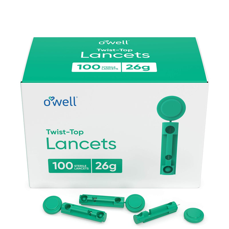 [Australia] - O’Well Twist Top Lancets 26 Gauge, 100 Count | Ultra Thick Needle Lancets for Blood Glucose & Keto Testing | Box of 100 Sterile Lancets 