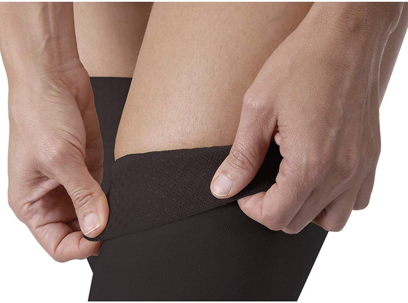 [Australia] - Relief 30-40 mmHg Closed Toe Thigh High Support Sock with Silicone Top Band Size: Small, Color: Black 