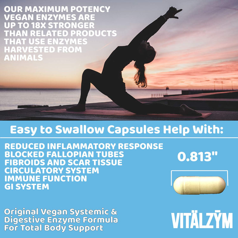 [Australia] - Vitälzym Original Proteolytic Systemic Digestive Enzyme Formula Serrapeptase Source | Anti-Inflammatory Immune and Joint Support Increase Blood Flow Cardio Function | Healthy Men Women (90 Capsules) 90 Count (Pack of 1) 