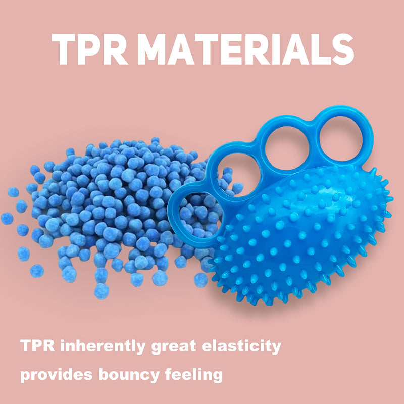 [Australia] - Hand Grip Strengthener with Finger Rings Soft Stretchable Spikey Ball Trainer for Finger and Hand Exercise (Blue) 