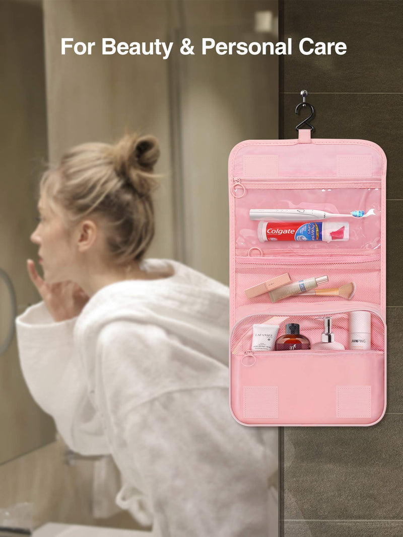 [Australia] - Luxtude Toiletry Bag Womens with Hanging Hook, Water-resistant Hanging Toiletry Bag for Traveling, Portable Toiletry Case Travel Organizer for Toiletries, Cosmetics, Hygiene Accessories, Shampoo Pink 