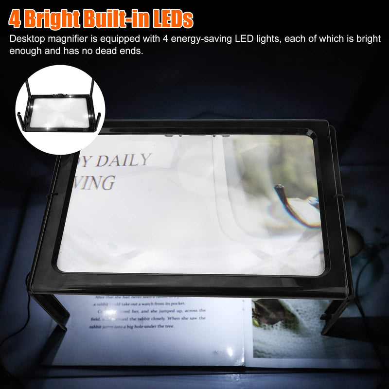[Australia] - 3X Magnifying Glass with Light, Book Magnifier Full Page Hands Free and Stand, Large Read Magnifier with LED Foldable Desktop Portable Magnifier Ideal for Seniors Children for Christmas Thanksgiving 
