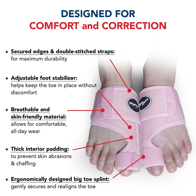 [Australia] - Toe Straightener Foot Brace - Adjustable Foot Wrap and Big Toe Brace to Correct Toes - Bunion Corrector for Men & Women by Dr Arthritis (Pink) Pink 