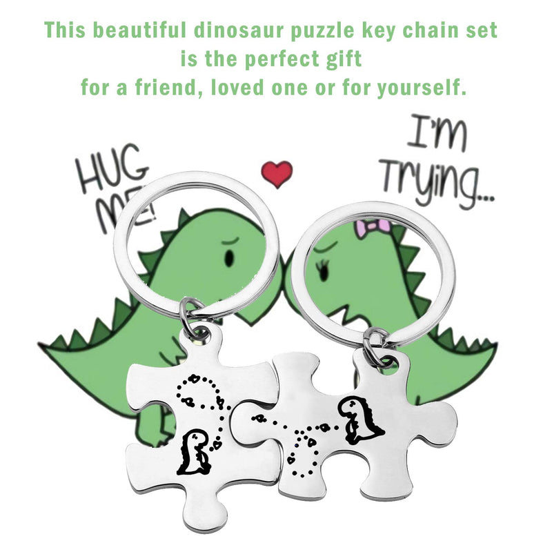 [Australia] - PLITI Dinosaur Couple Gifts Dinosaur Puzzle Keychain Set Dino Fans Gift Animal Lover Gift Funny Dinosaur Obsessed Gift Dino Geeky Nerdy Gift for Couple BFF dinosaur puzzle 2 
