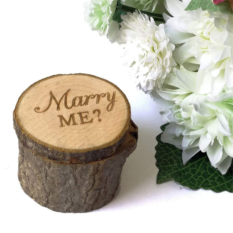 [Australia] - Engraved Proposal Wedding Ring Box, Real Wood Engagement Ring Box, Wedding Ring Bearer, Gift Box for Necklaces, Rings, Rustic Ring Box, Proposal Box (Marry Me) 