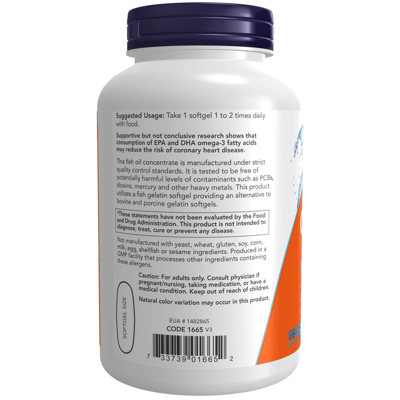 [Australia] - NOW Supplements, Ultra Omega-3, 500 EPA and 250 DHA, Cardiovascular Support*, 180-Fish Gelatin Softgels 