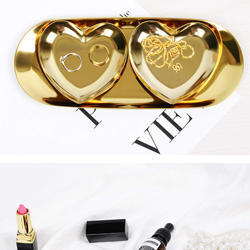 [Australia] - Ardax Gold Heart Jewelry Dish Organizer,1 Pair,Decorative Trinket Dish, Accent Tray for Vanity, Dessert Plate 