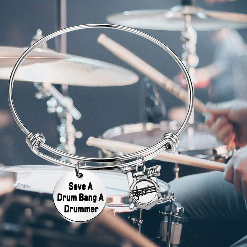 [Australia] - ENSIANTH Funny Drummer Gift Save A Drum Bang A Drummer Keychain Drum Kit Gifts Musician Keychain Percussion Jewelry Drum bracelet 