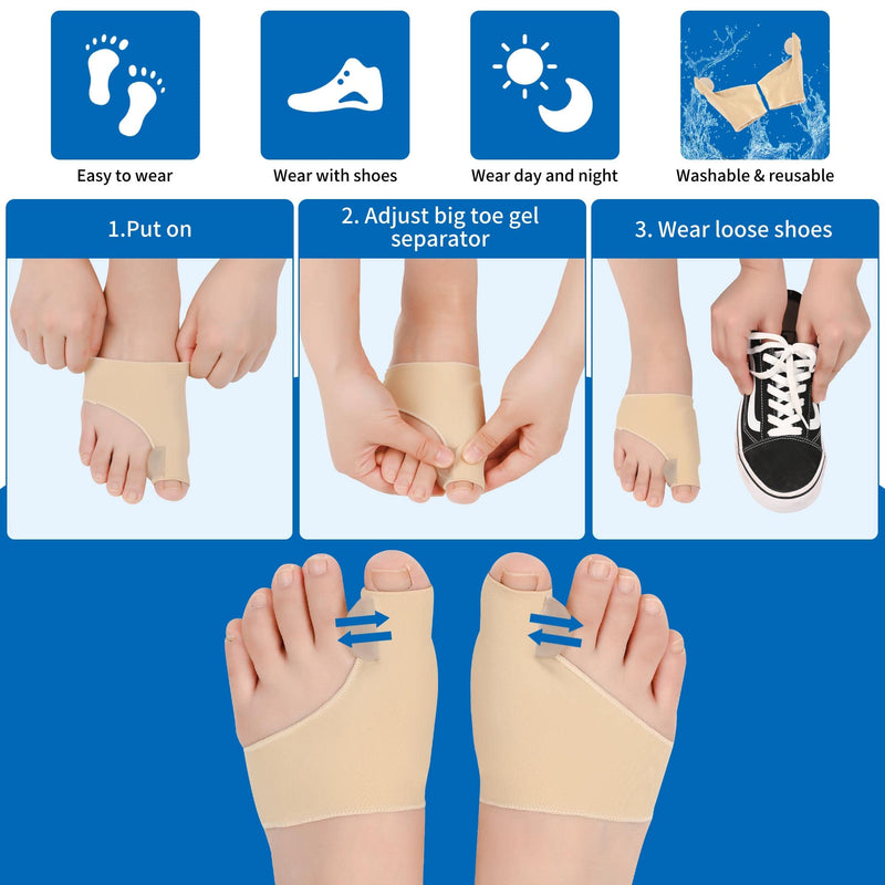 [Australia] - Bunion Corrector Big Toe Separator Bunion Splint Sleeve 1 Pair of Bunion Relief Sleeve with Silicone Bunion Pad Protector,Scientific Correction of Bunion Day and Night Wearable (Beige & Small) S Beige 