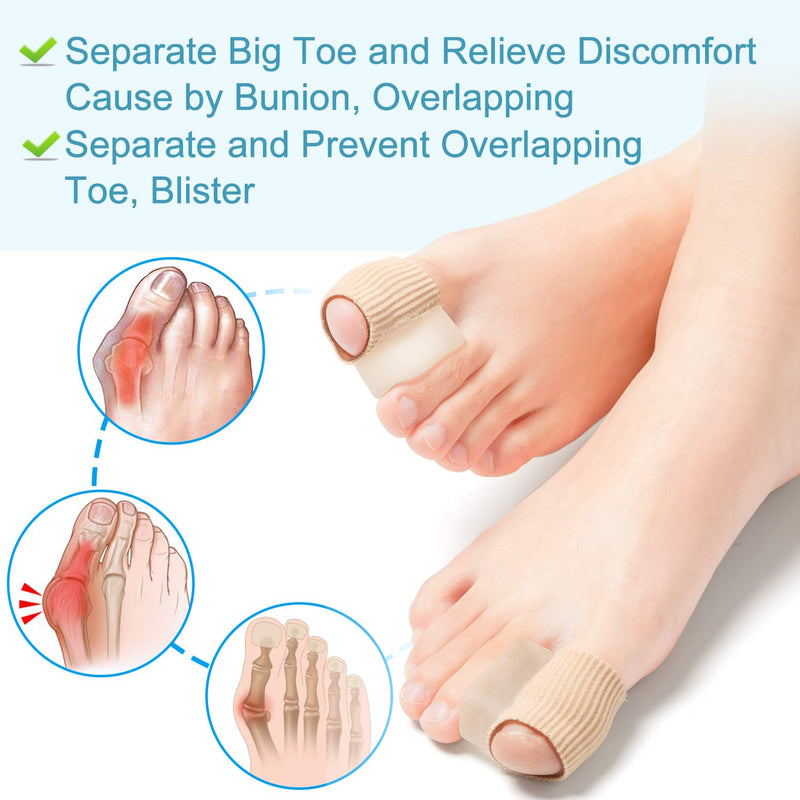 [Australia] - Povihome 6 Pack Gel Toe Spacer Separators(0.6'' Thick), Bunion Corrector for Overlapping Toe (1st/2nd Toe), Silicone Toe Spacers with Soft Gel Lining for Hallux & Bunion Pain Relief 6 Pack Big Toe Separators 
