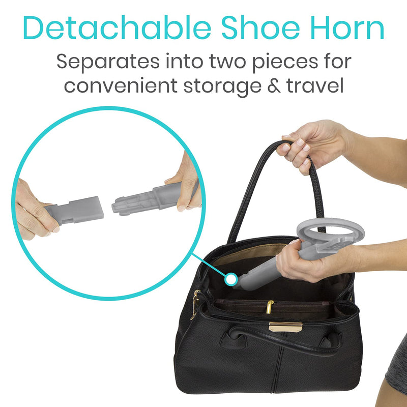 [Australia] - Vive Sock Aid and Shoe Horn Kit - Long Handled Remover for Men, Women, Senior - Adjustable Plastic Reach Assist - Stocking Helper Tool for Elderly, Pregnant, Diabetic - Travel Assistance Device Set Gray 