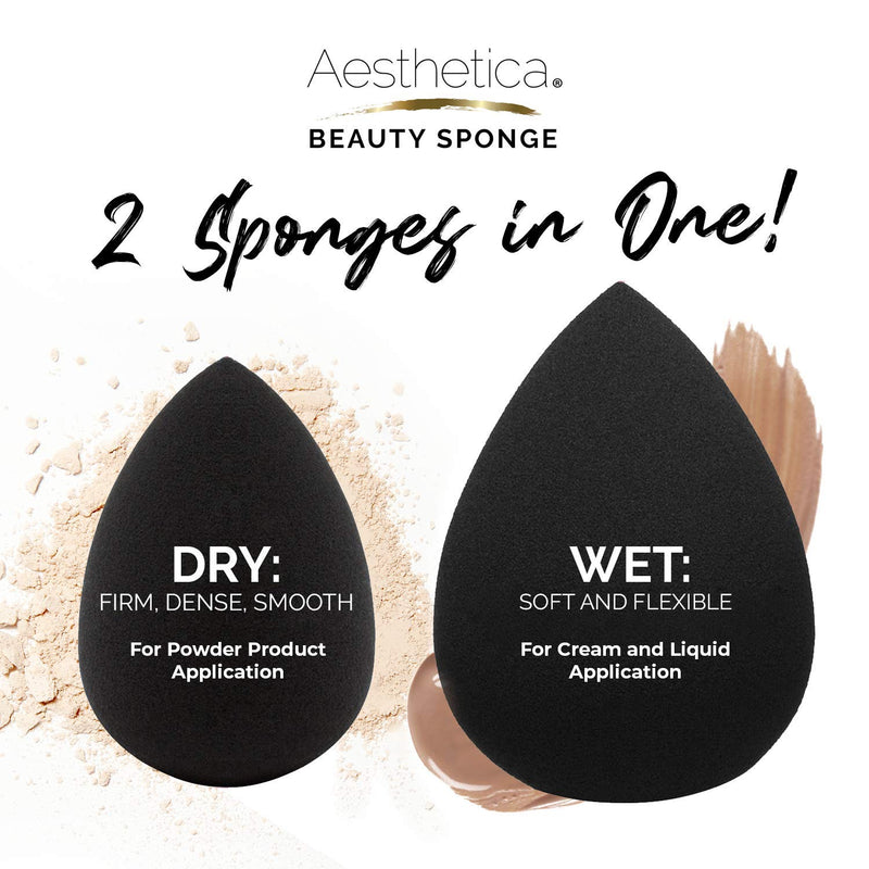 [Australia] - Aesthetica Cosmetics Beauty Sponge Blender - Latex Free and Vegan Makeup Sponge Blender - For Powder, Cream or Liquid Application - One Piece Make Up Sponge 