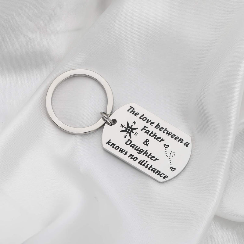 [Australia] - Father Daughter Long Distance Keychain Set Gifts The Love Between Father and Daughter Knows No Distance Keyring Gift for Dad Dog Tog Keychain 