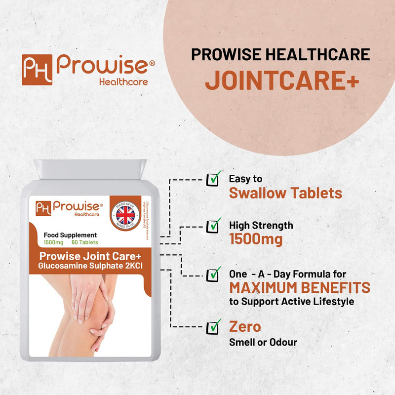 [Australia] - Glucosamine Sulphate 2KCL I Glucosamine 1500mg 60 Tablets (2 Month Supply) I High Strength Glucosamine for Joint Health I Gluten & Dairy Free I Made in The UK by Prowise Healthcare 