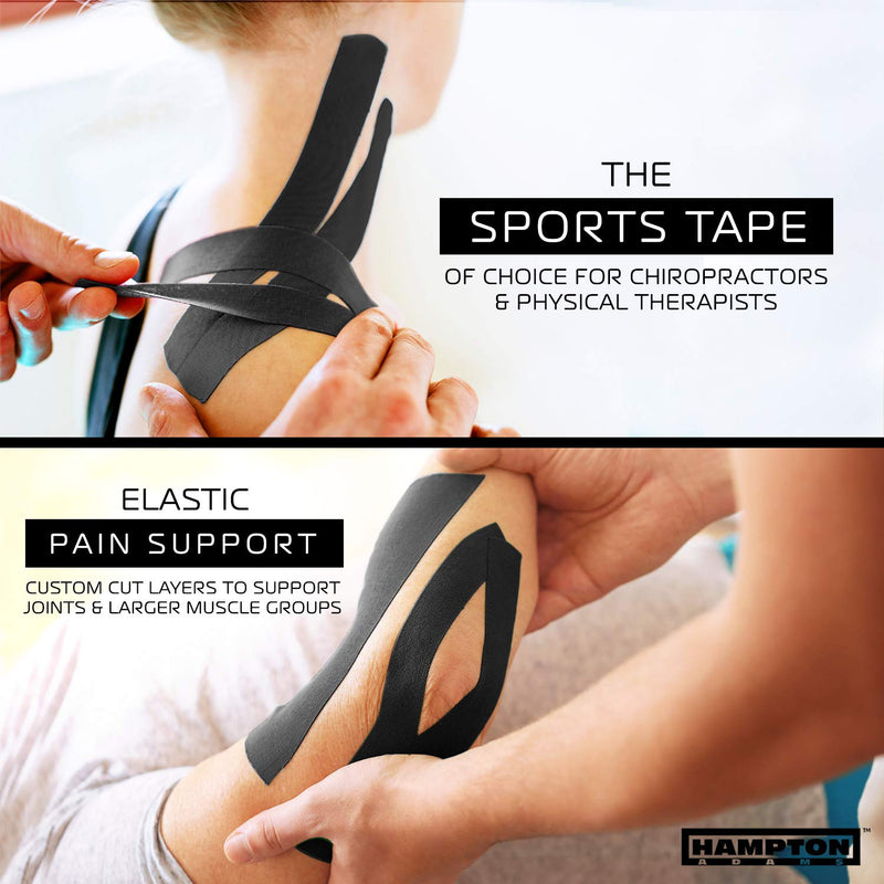 [Australia] - (135 Feet) Bulk Kinesiology Tape Waterproof Roll Sports Therapy Support for Knee, Muscle, Wrist, Shoulder, Back/Original Uncut Premium Therapeutic Elastic & Hypoallergenic Cotton - (Black) 