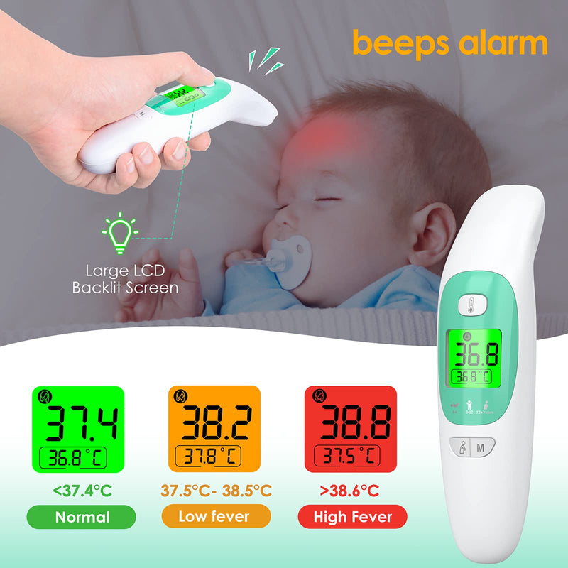 [Australia] - Infrared Digital Ear and Forehead Thermometer, KKmier Non Contact Medical Temperature Thermometer for Adults Children Baby and Object Surface High Temperature Alarm CE 