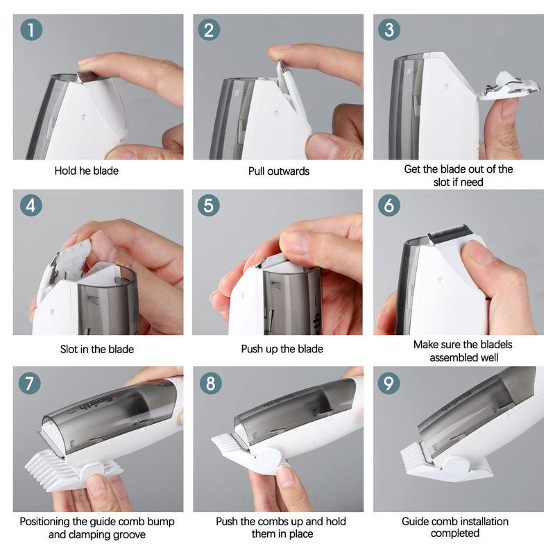 [Australia] - Bimirth Baby Hair Clipper, Silent Hair Clippers for Children, Quiet Kids Hair Trimmer, Cordless Toddler Haircut Machine in Bag for Easy Storage, USB Rechargeable, Waterproof, 3 Guide Combs (Vacuum) white-S15 