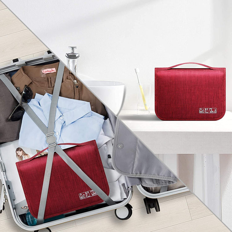[Australia] - Acopton Portable Hanging Travel Toiletry Bag for Men and Womens Waterproof Bathrooom Shower Bag Multifunctional Cosmetic Makeup Organzier (Wine Red) Wine Red 