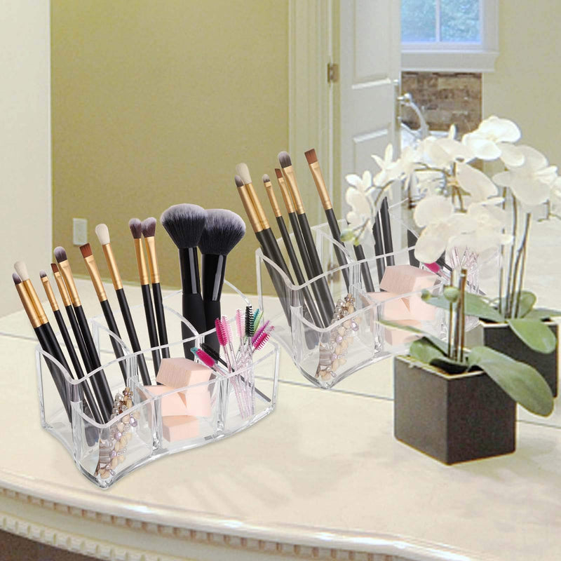 [Australia] - 6 Slot Acrylic Makeup Brushes Holder Organizer, Clear Eyebrow Pen Container Cosmetics Storage 