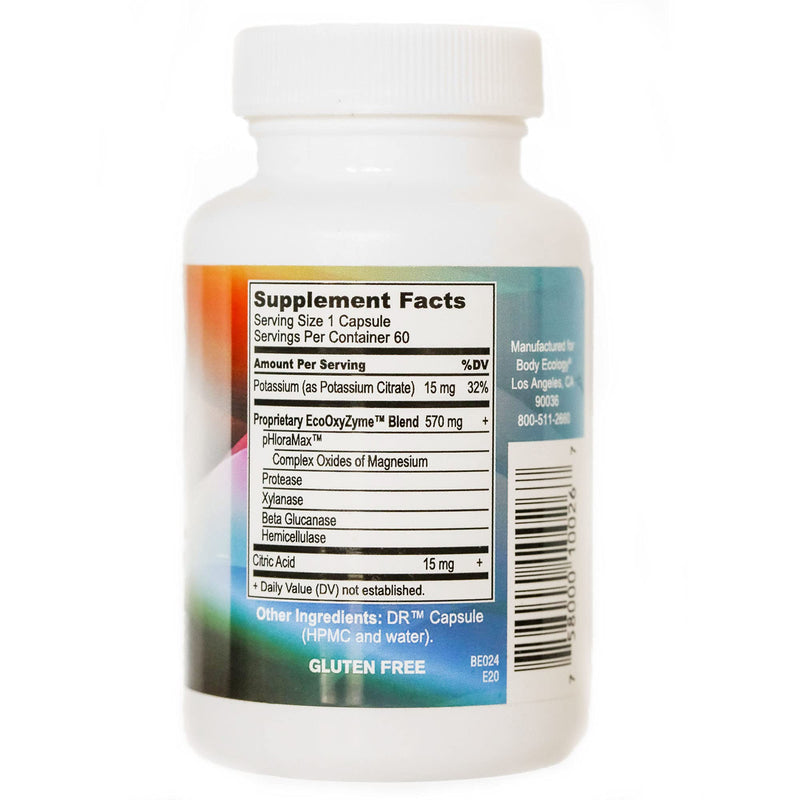 [Australia] - Body Ecology EcoOxyZyme | Multi-Enzyme Digestive Supplement | Supports Immune System & Gut Health | Helps Disrupt Biofilm Buildup | 60 Capsules 