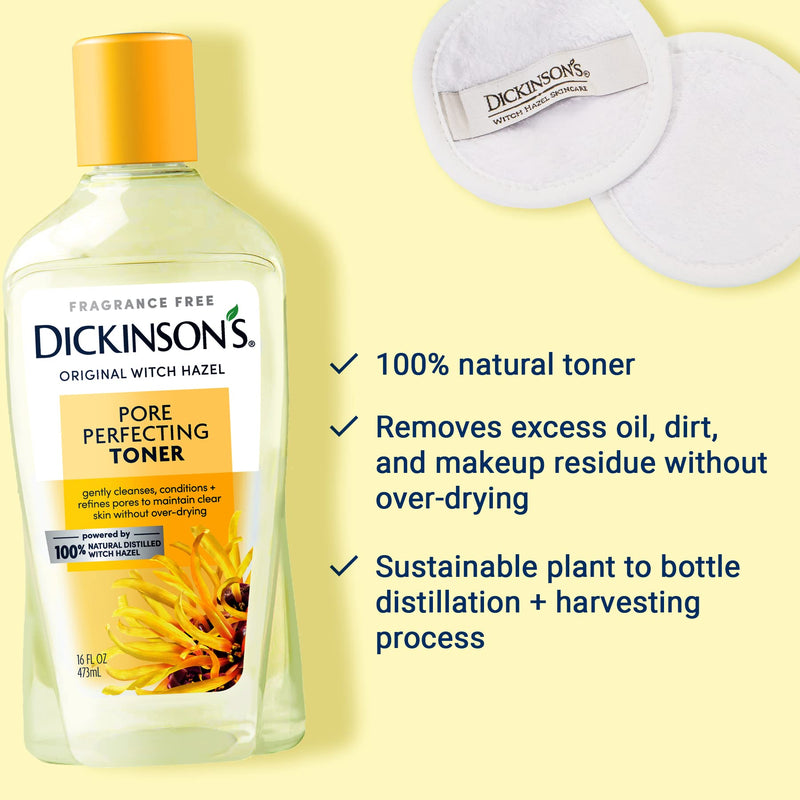 [Australia] - Dickinson's Original Witch Hazel Pore Perfecting Toner, 100% Natural, 16 Ounce Fragrance free Pore Perfecting (16 Fl Oz) 