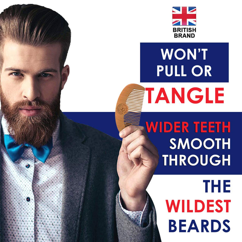 [Australia] - Beard Comb - Gentlemans Face Care Club Vegan Friendly Handmade Wooden Comb - Handy Pocket Size For Snag Free Moustache And Beard Care With FREE Storage Bag + Can Be Used With Beard Oil Or Wax 