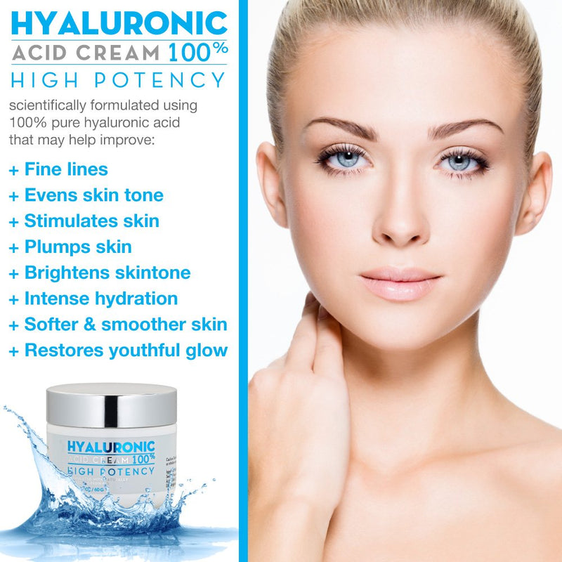 [Australia] - 100% Hyaluronic Acid Cream Face w/Jojoba Oil & Apricot Oil | Professional Grade Intense Hydration Keeps Skin Looking Plump & Feeling Moisturized | Improves Appearance of Skin Color & Tone 