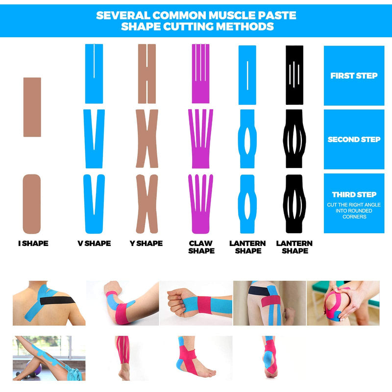 [Australia] - Kinesiology Tape (4 Pack) Athletic Tape 16.4ft Water Resistant Kinetic Uncut Sports Tape for Knees, Ankles, Shoulder, Pain Relief, Injury Recovery and Physio Therapy 4 Rolls Blue 