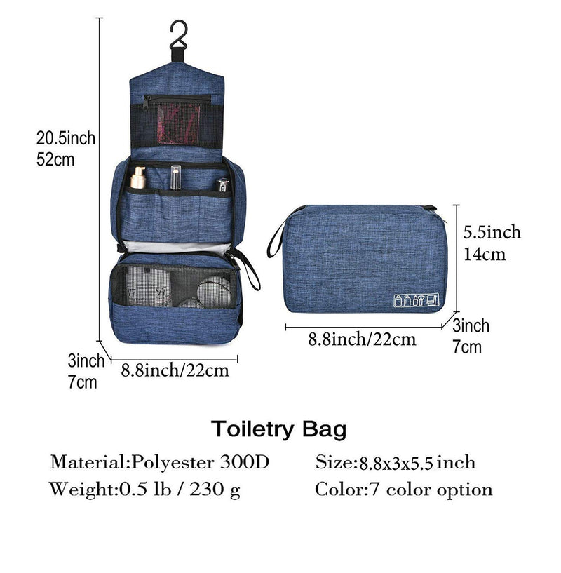 [Australia] - WeTest Perfect Travel Toiletry Bag - Hanging Travel Dopp Kit Waterproof Organizer Bag (Dark Blue) 