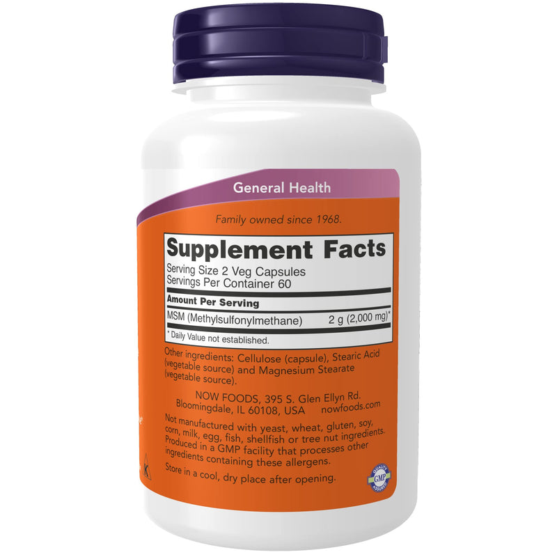 [Australia] - NOW Supplements, MSM (Methylsulfonylmethane) 1,000 mg, Joint Health*, 120 Veg Capsules 