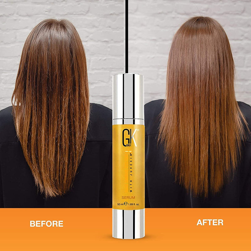 [Australia] - GK HAIR Global Keratin 100% Organic Argan Oil Anti Frizz Hair Serum (1.69 Fl Oz/50ml) Styling Smoothing Strengthening Hydrating & Nourishing Heat Protection Shine Frizz Control Dry Damage Hair Repair Pack of 1 - 50ml 
